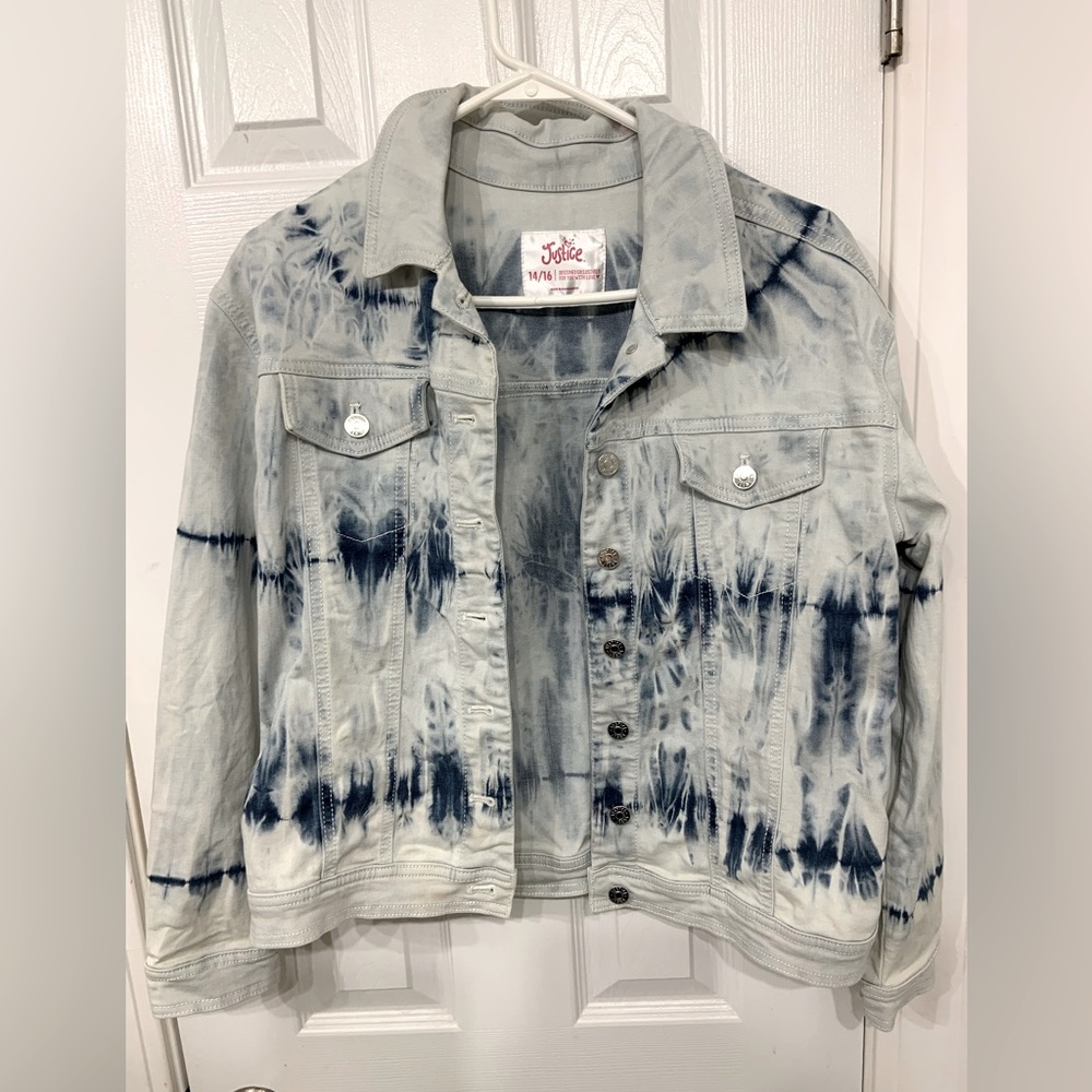 Girls Justice Denim-Washed Jean Jacket with Buttons